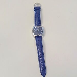 Peugeot Quartz Watch Blue Leather Band